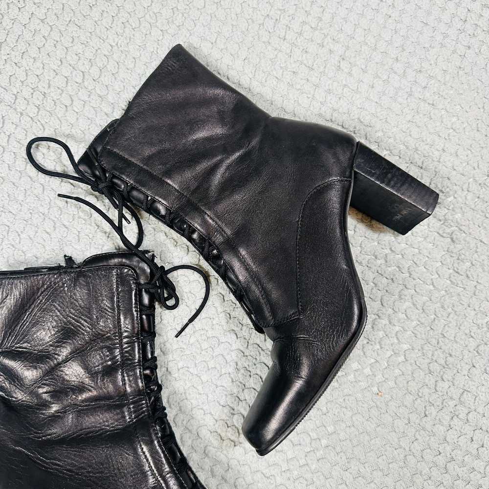 VINTAGE STYLE REAL LEATHER LACEUP HEELED COMBAT A… - image 3