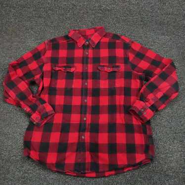 George George Shirt Adult XL Red & Black Plaid Fla