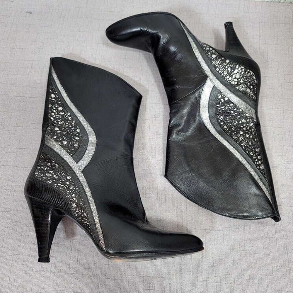 Vintage 80s 90s Stuart Weitzman 6B Black Leather … - image 3