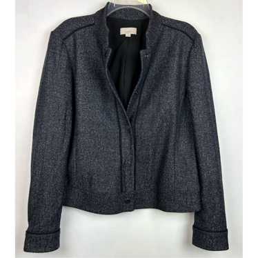 Ann Taylor Navy Wool Blend Mandarin Collar Snap F… - image 1