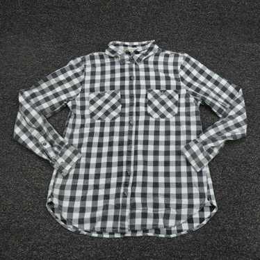 Vintage Womens Black and White Plaid Long Sleeve … - image 1