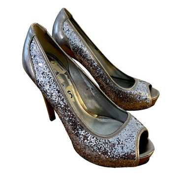 GUESS Gaminata Silver Glitter Faux Patent Leather… - image 1