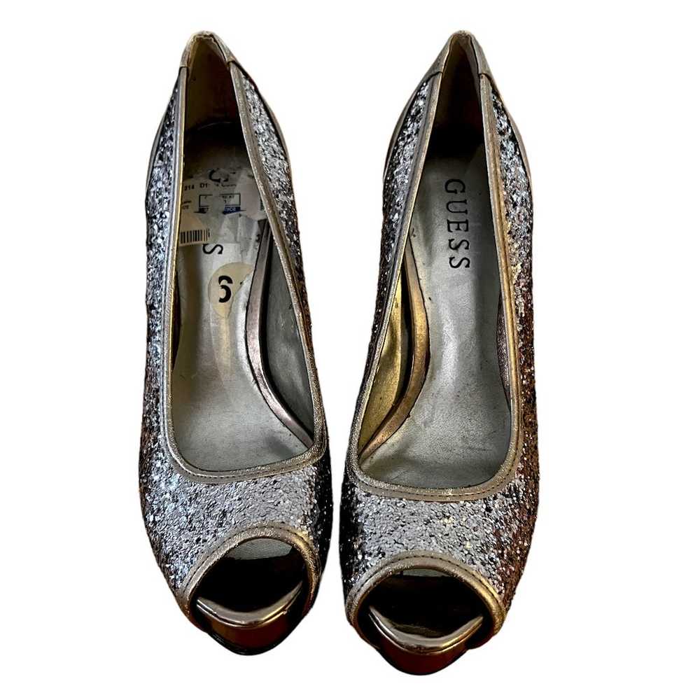 GUESS Gaminata Silver Glitter Faux Patent Leather… - image 2