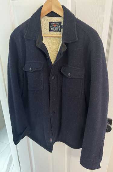 Faherty High Pile Fleece Lined Wool CPO - Navy