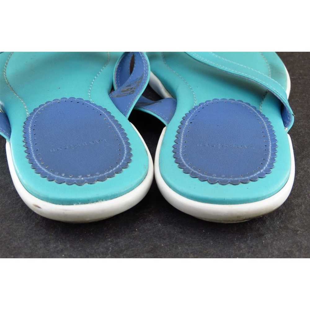 Lands' End Sz 7 M Blue Flip Flop Leather Women Sa… - image 5