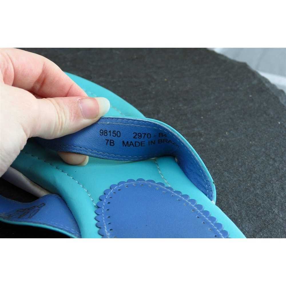 Lands' End Sz 7 M Blue Flip Flop Leather Women Sa… - image 6