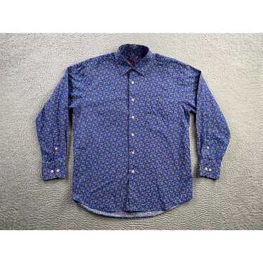 Vintage Alan Flusser Shirt Mens Medium Blue Paisl… - image 1