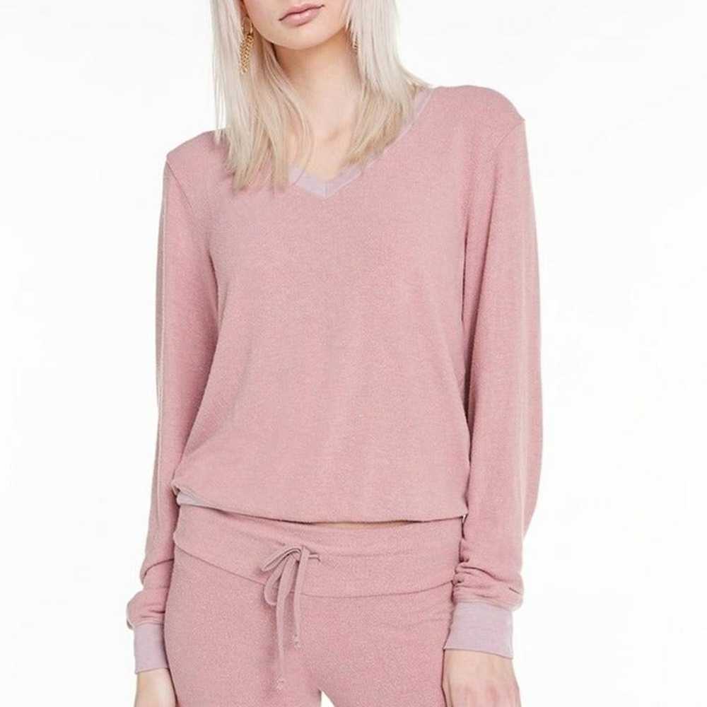 Wildfox baggy beach jumper V neck rose pink xs - image 3