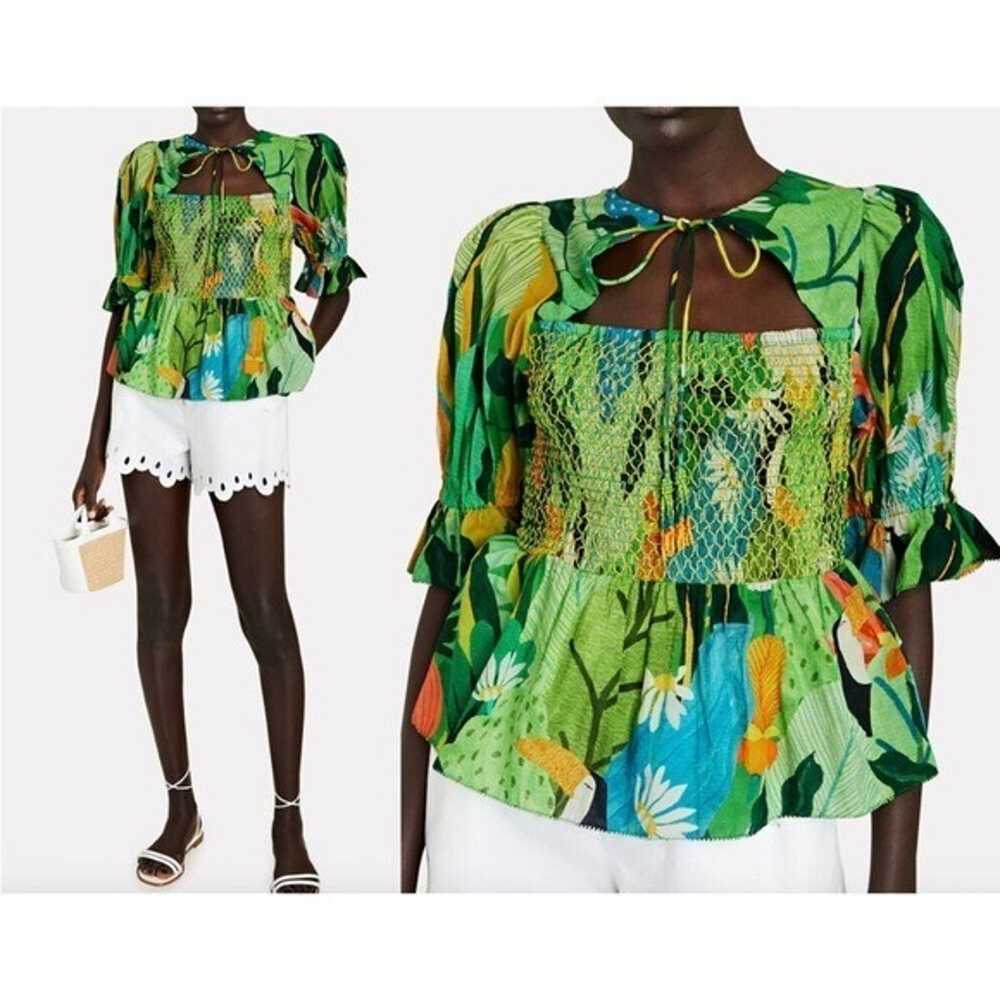 FARM RIO Vintage Toucan Smocked Top size Medium - image 1