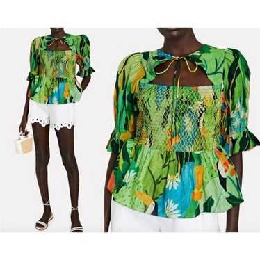 FARM RIO Vintage Toucan Smocked Top size Medium - image 1