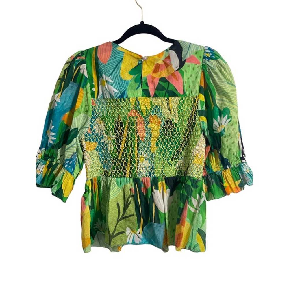 FARM RIO Vintage Toucan Smocked Top size Medium - image 3