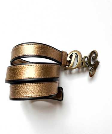 Newest Dolce & Gabbana vintage grey silver metallic belt swarovski crystal Logo buckle