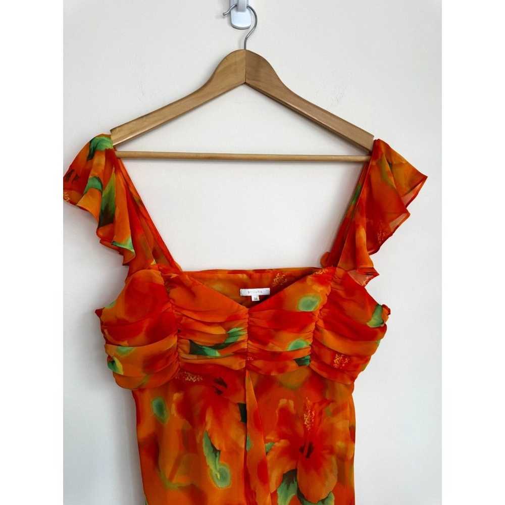 Escada Vintage Orange Flowy Floral Blouse Size 6 - image 3