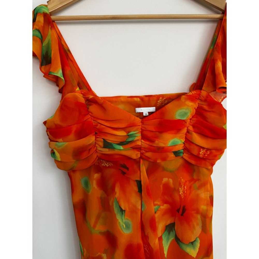 Escada Vintage Orange Flowy Floral Blouse Size 6 - image 4