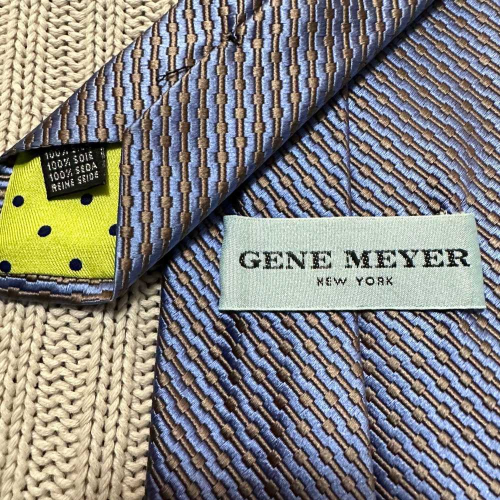 Other Gene Meyer lilac and bronze striped silk tie - image 3