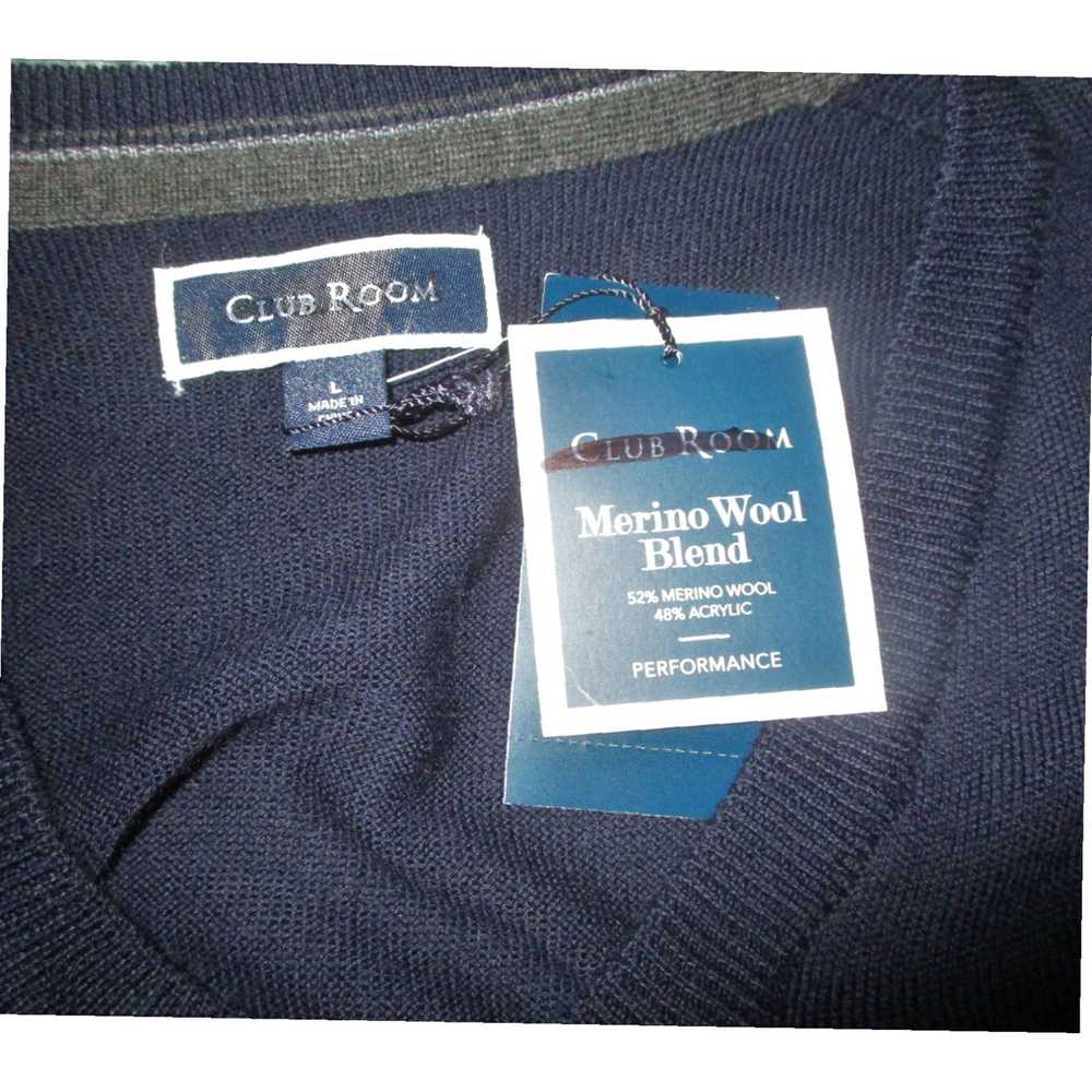 Club Room Navy Blue Thin Merino Wool Blend Sweate… - image 6