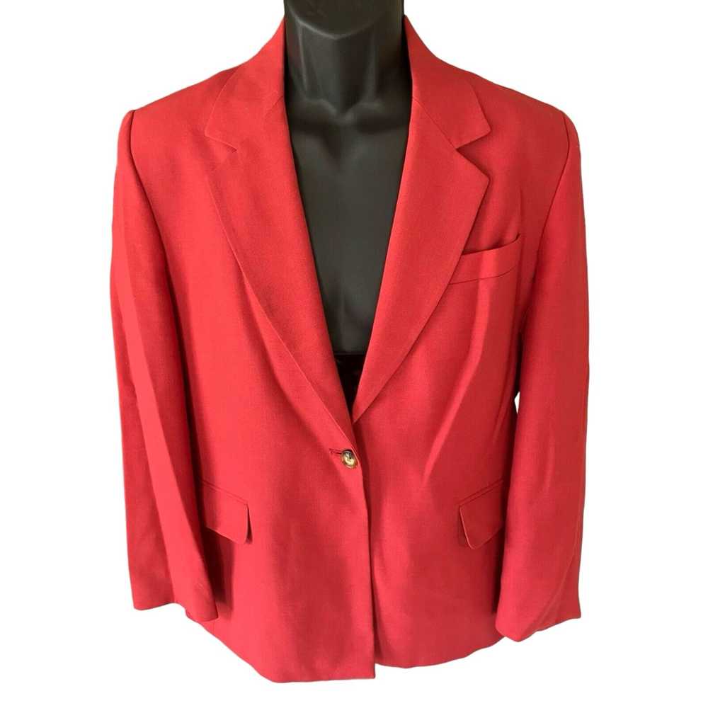 Orvis Luxurious Red One Button Long Sleeve Lined … - image 1