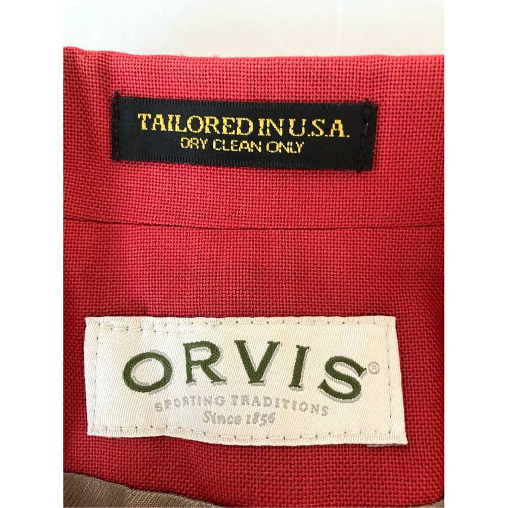 Orvis Luxurious Red One Button Long Sleeve Lined … - image 4