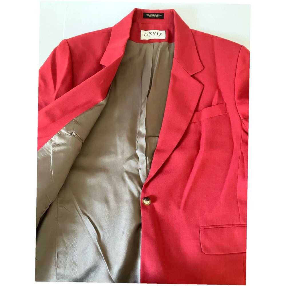 Orvis Luxurious Red One Button Long Sleeve Lined … - image 5