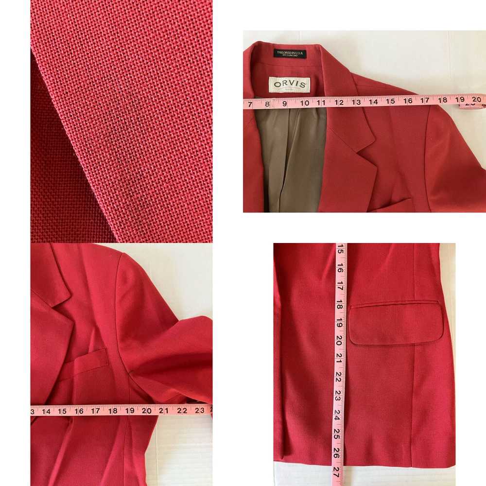 Orvis Luxurious Red One Button Long Sleeve Lined … - image 8