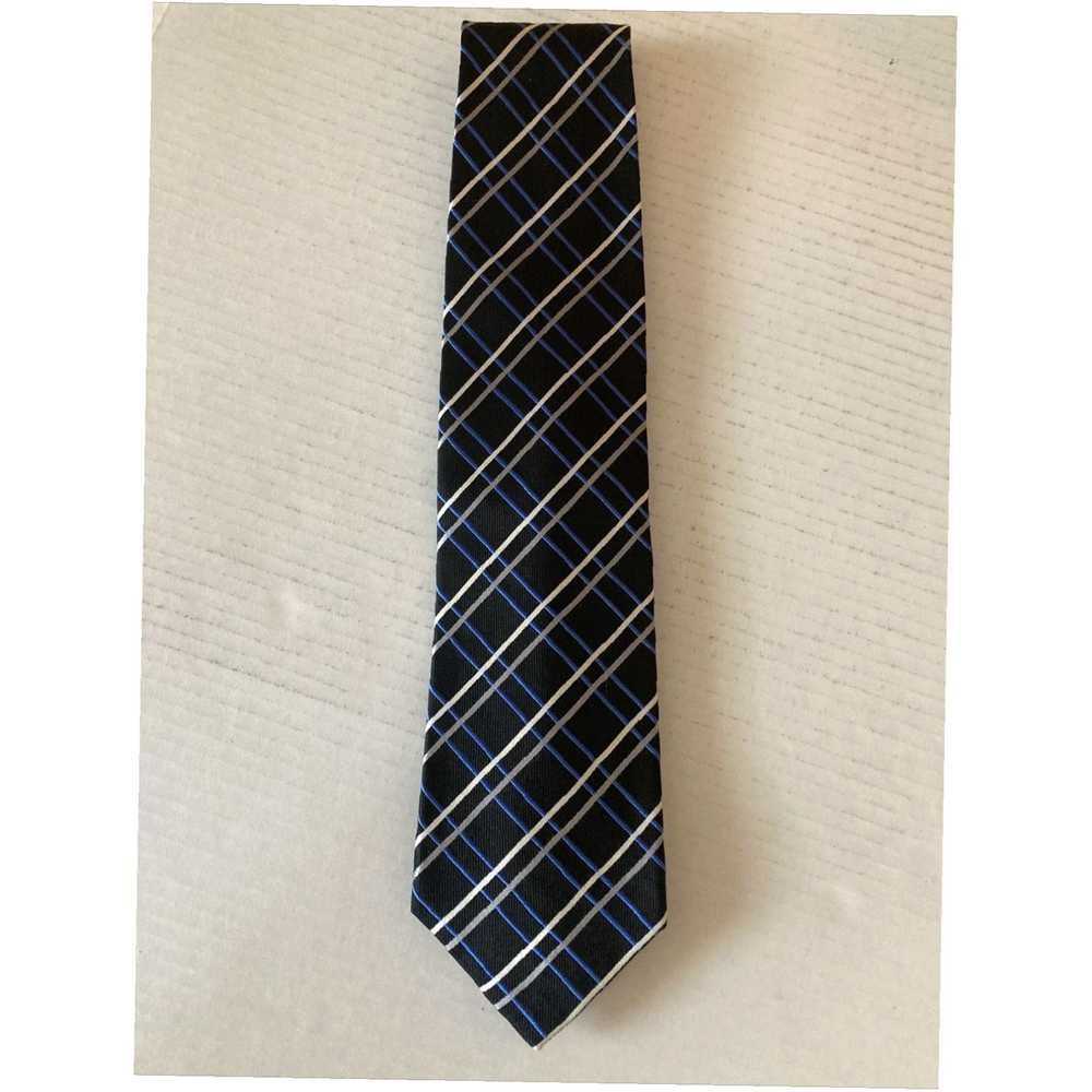 Chaps Silk Necktie for Men in Black Blue White Ch… - image 2