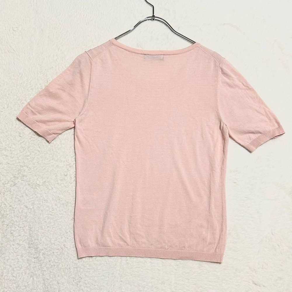 h2163【Inedo】9 Light Pink Knit Top Short Sleeve Ro… - image 3