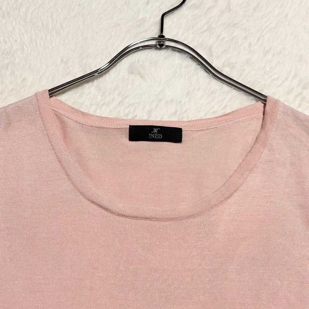 h2163【Inedo】9 Light Pink Knit Top Short Sleeve Ro… - image 6