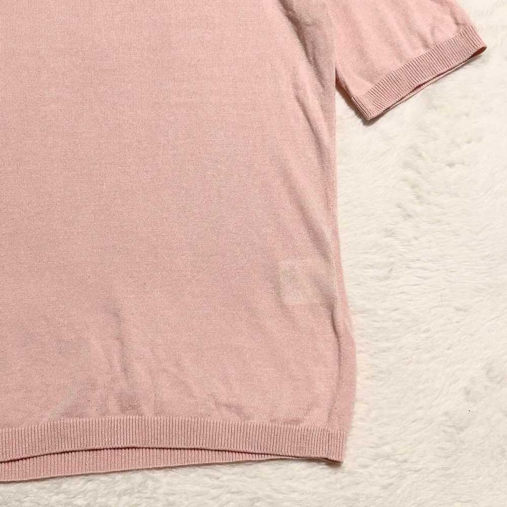 h2163【Inedo】9 Light Pink Knit Top Short Sleeve Ro… - image 8