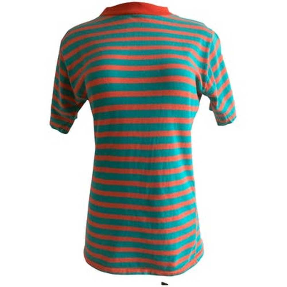 Vintage 90’s Green and Orange Striped Short Sleev… - image 5