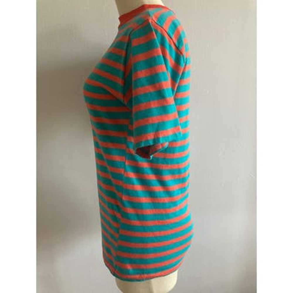 Vintage 90’s Green and Orange Striped Short Sleev… - image 6