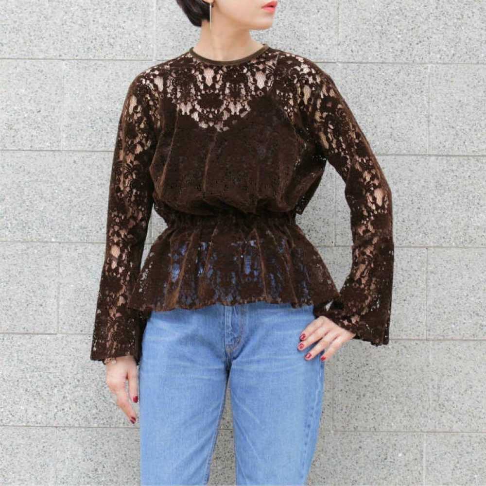 PHEENY Rayon velvet blouse Velvet lace blouse - image 2