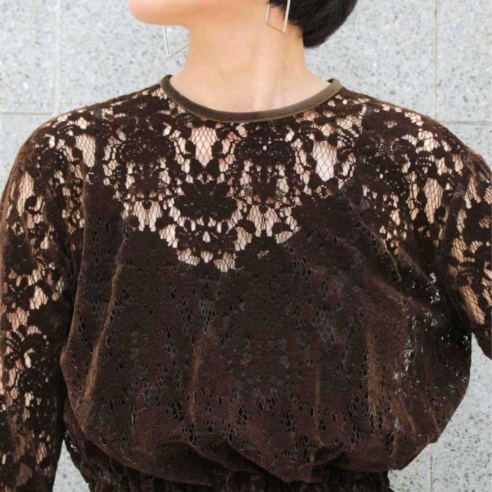 PHEENY Rayon velvet blouse Velvet lace blouse - image 3