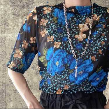 No.552 Sheer Floral Short-Sleeve Top Women's Vinta