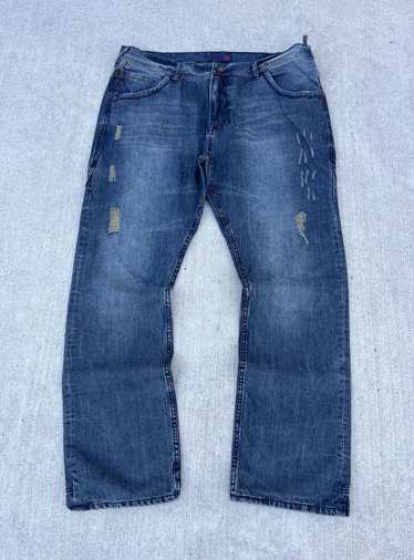 Jinzu Denim Mens Size 38 X 32 Sword Pockets popular Embroidered Baggy Loose Hip Hop Blue