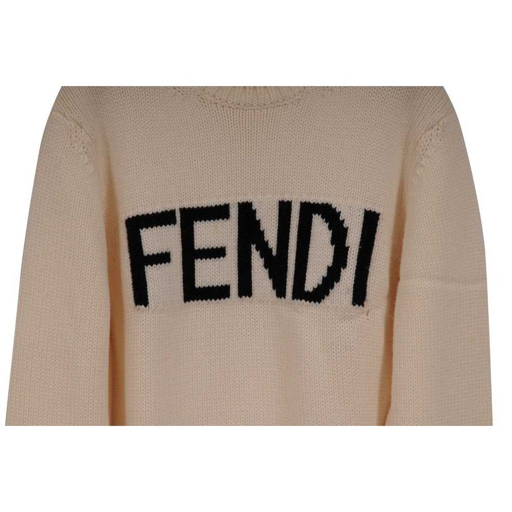 Fendi Logo Sweater Cream Black Wool - image 3