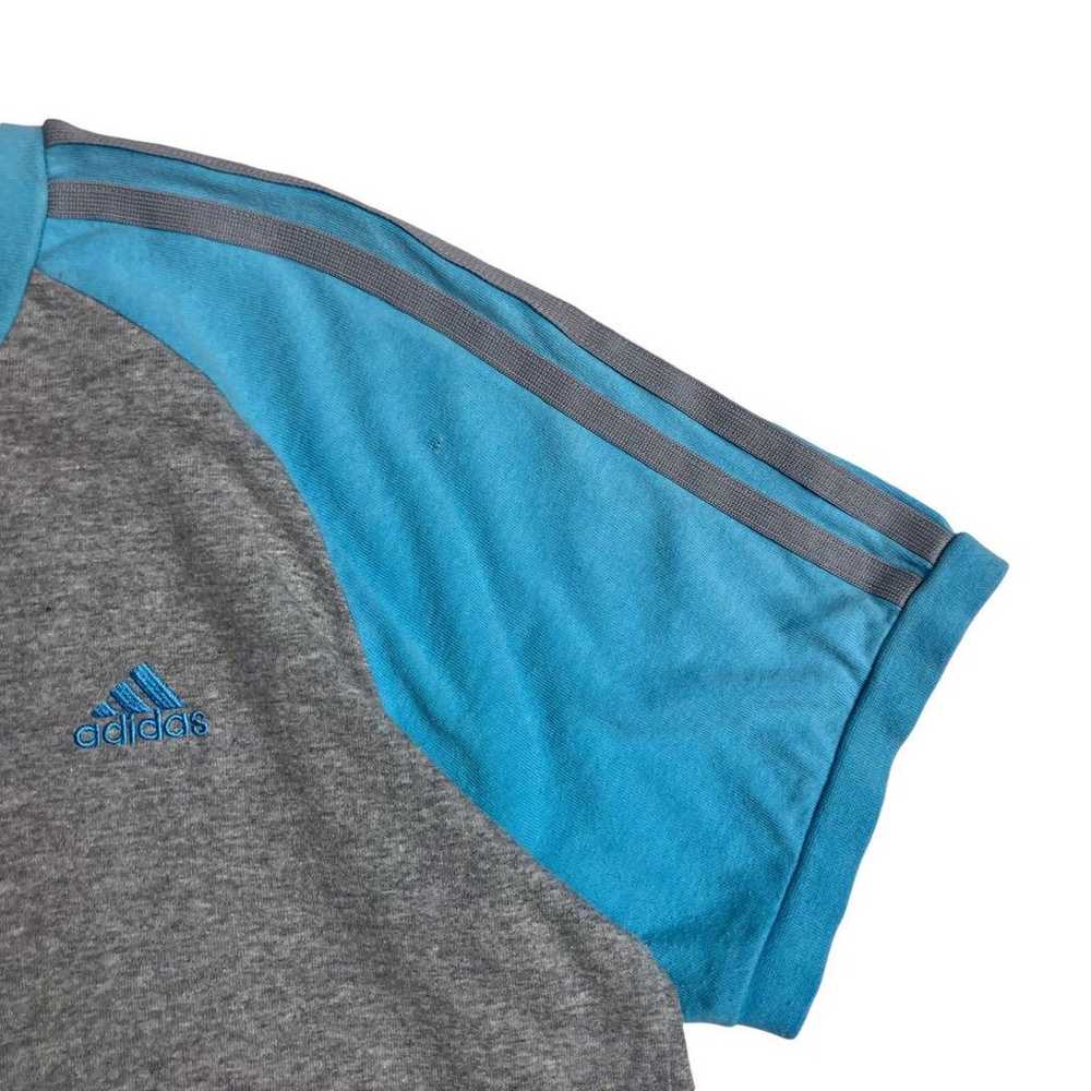 00s adidas Raglan T-shirt Ringer Light Blue Gray … - image 4