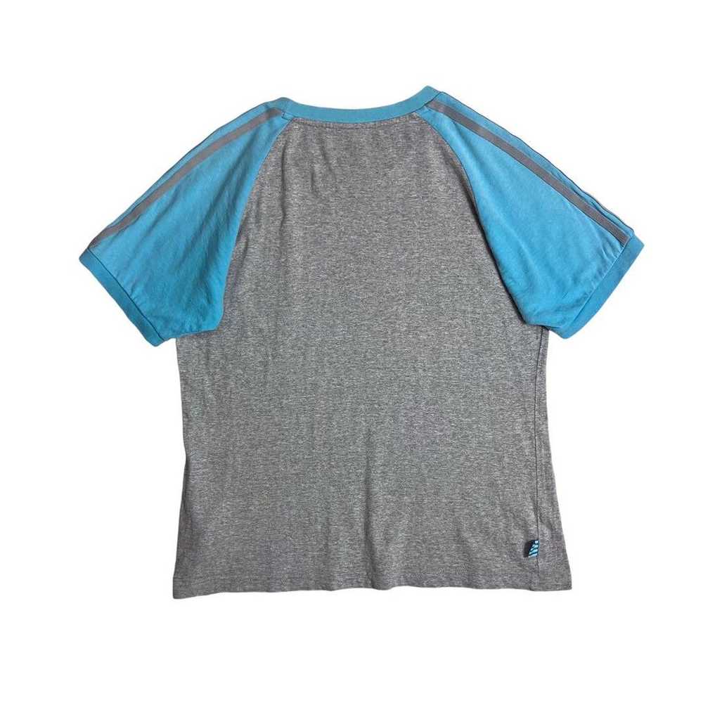 00s adidas Raglan T-shirt Ringer Light Blue Gray … - image 5