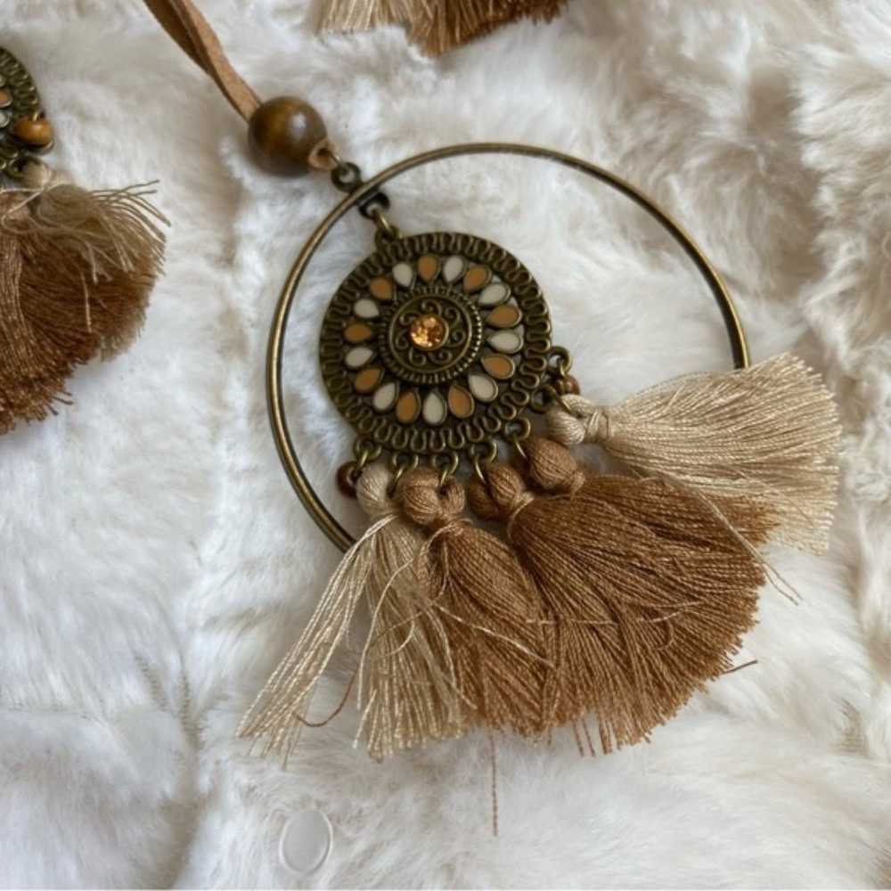 Western Tribal Brown Tan Bohemian Boho Tassel Dan… - image 2