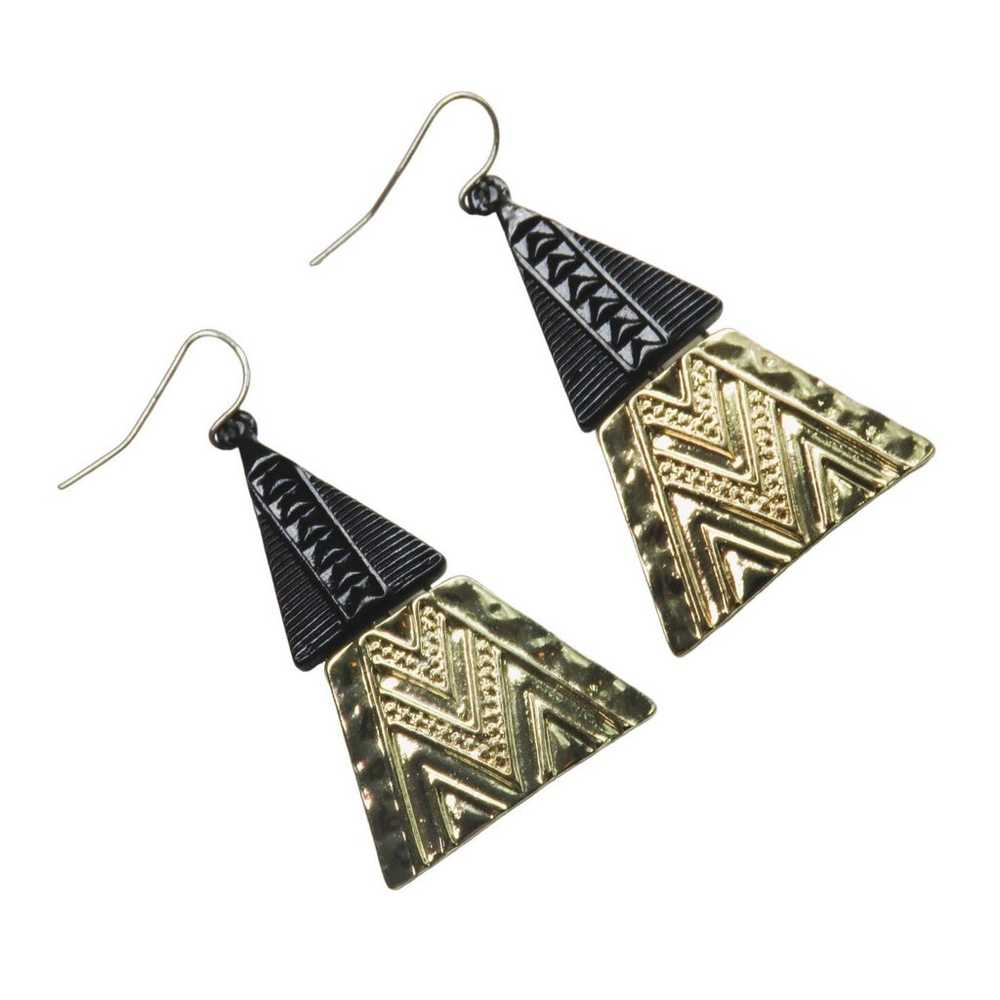 1980s Vintage Funky Gold & Black Tribal Aztec Geo… - image 1