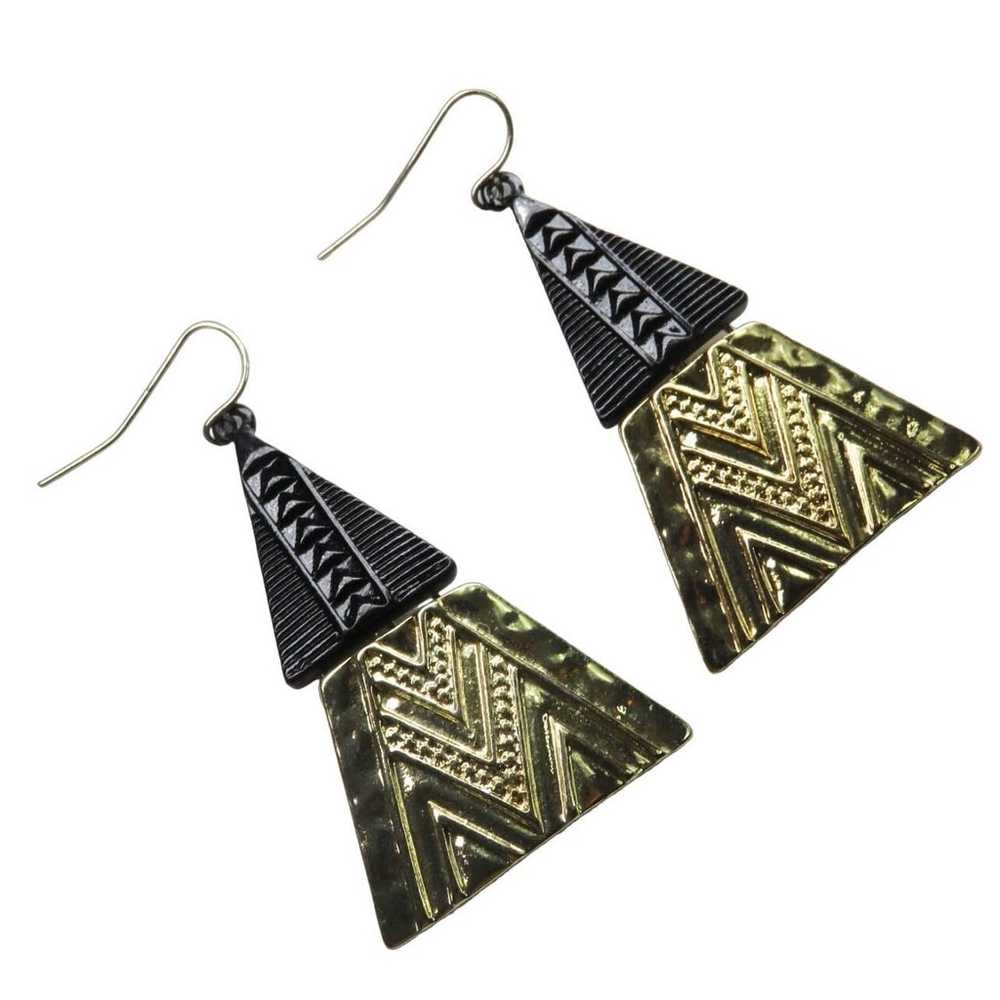 1980s Vintage Funky Gold & Black Tribal Aztec Geo… - image 3