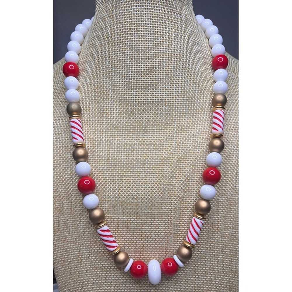 Vintage 1990 Avon  red, white, and gold acrylic b… - image 1