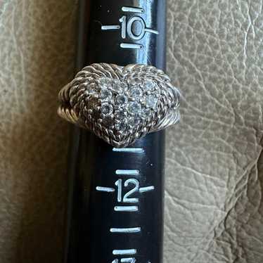 Judith Ripka Ring heart sterling silver size 11 - image 1