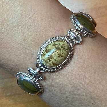 Carolyn Pollack Sterling Picture/Green Jasper Dec… - image 1