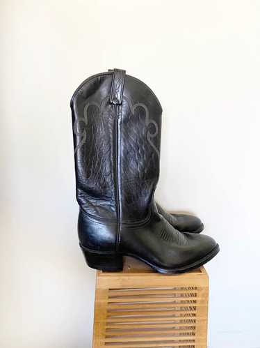 Black Leather Cowboy Boots