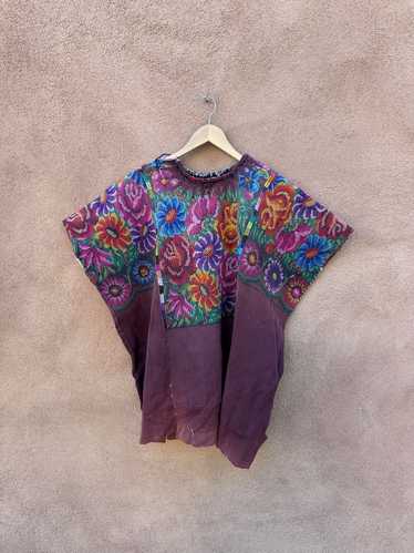 Maroon Canvas & Cotton Embroidered Guatemalan Tex… - image 1