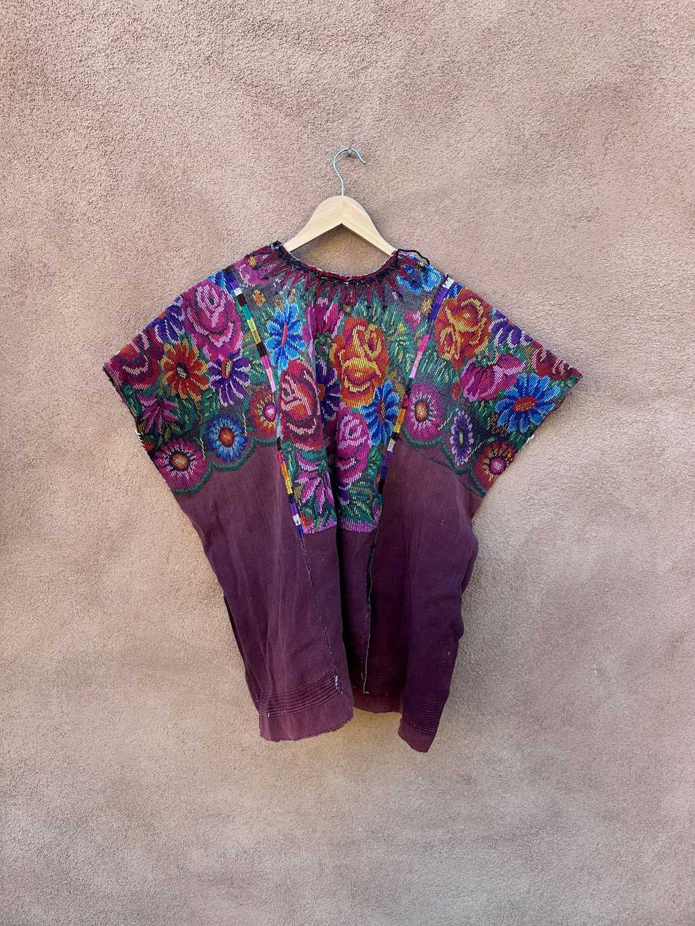 Maroon Canvas & Cotton Embroidered Guatemalan Tex… - image 3