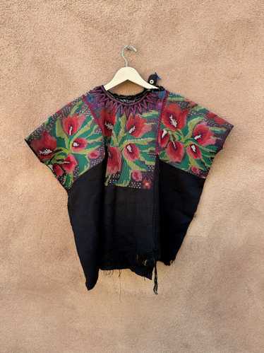 Floral Textile Guatemalan Embroidered Poncho - as… - image 1