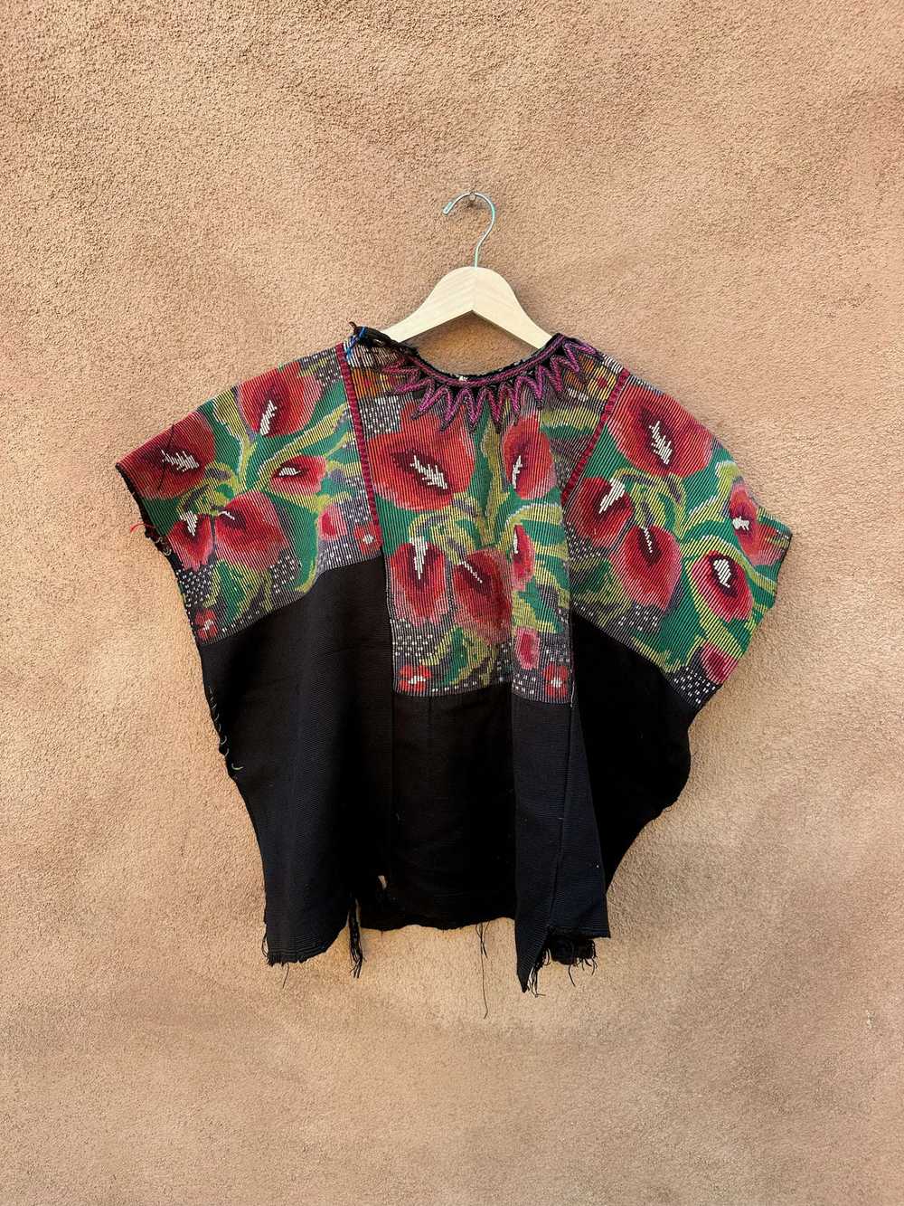 Floral Textile Guatemalan Embroidered Poncho - as… - image 3