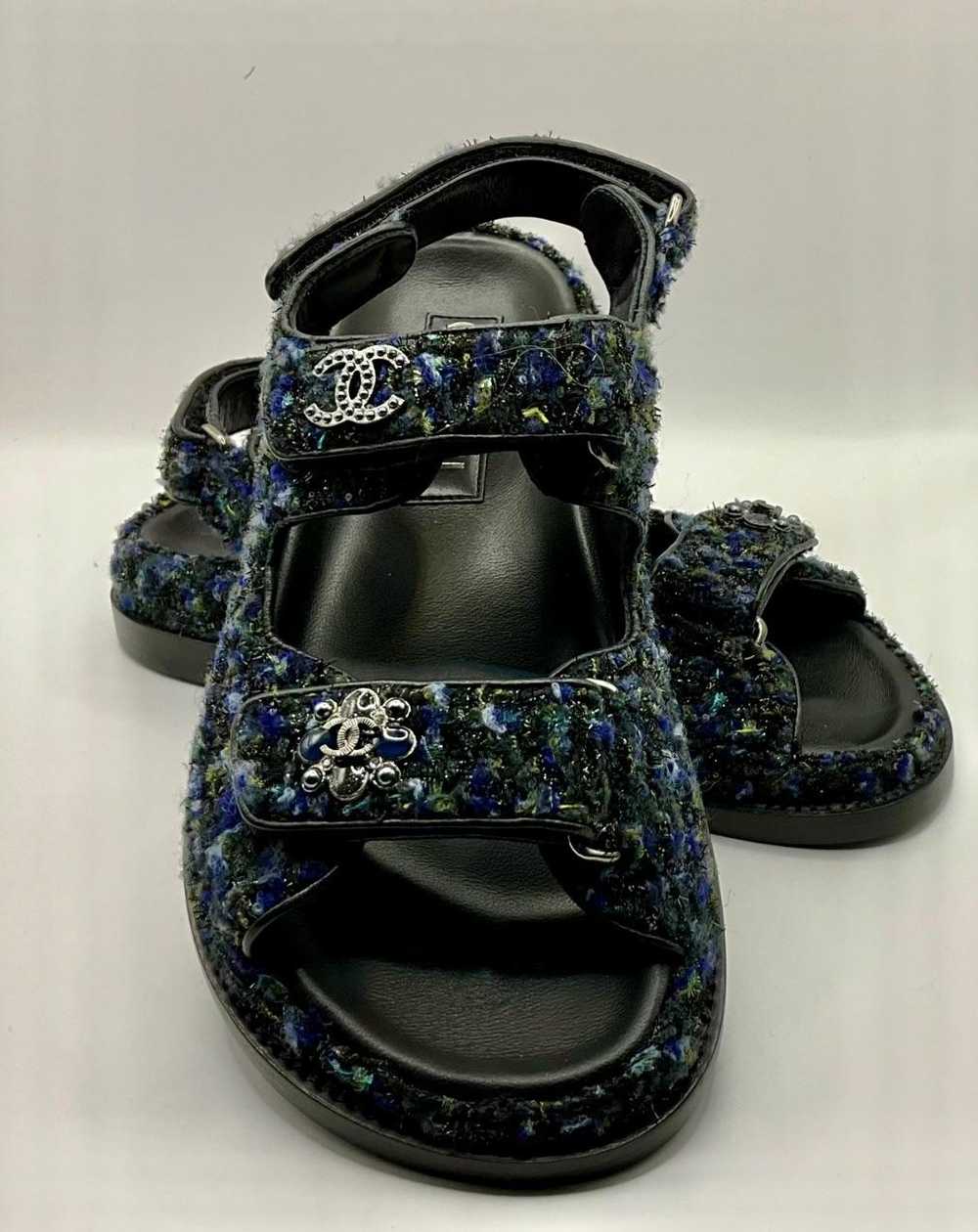 Product Details Chanel Navy Tweed Dad Sandals - image 8