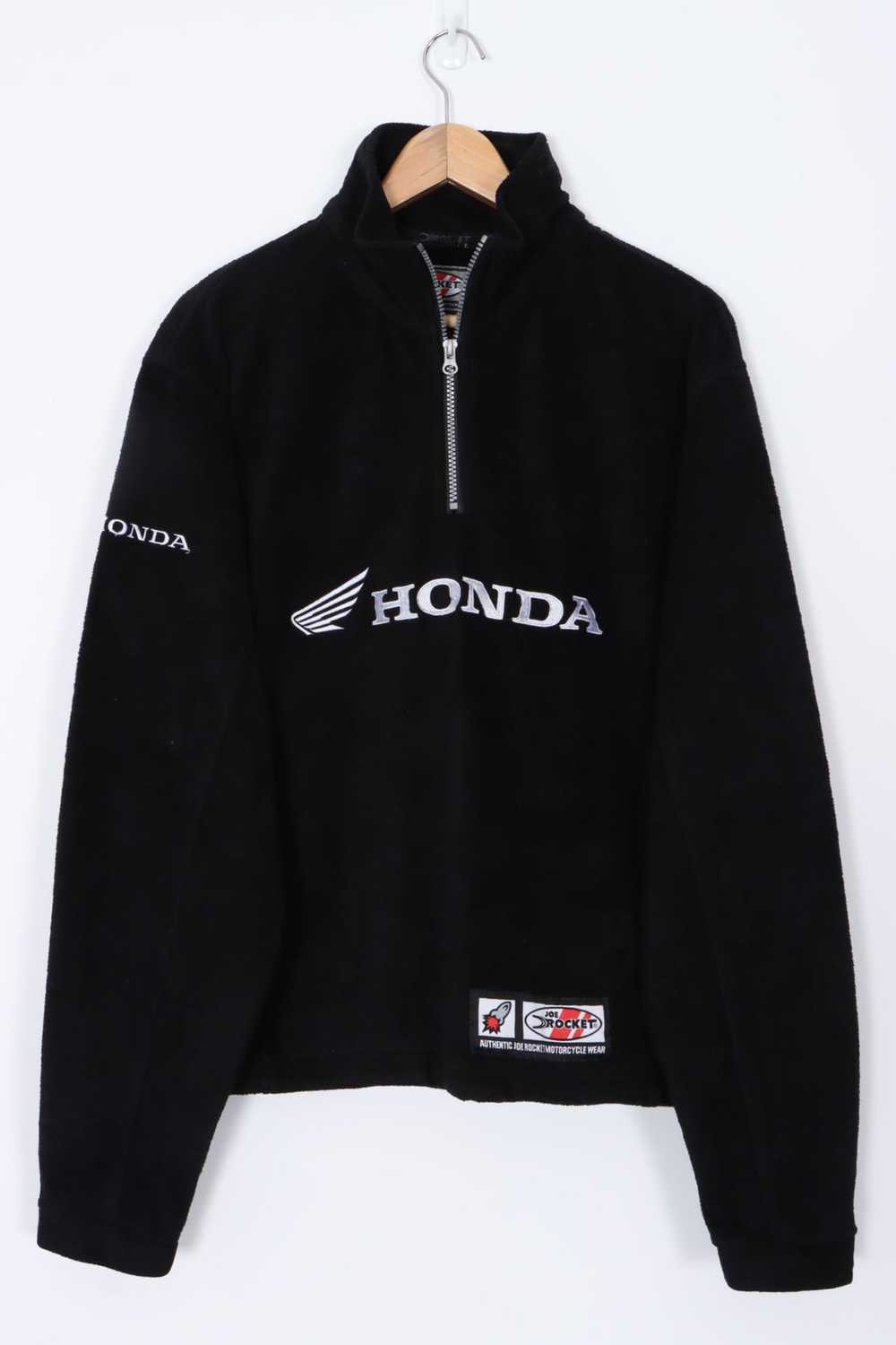 HONDA Black Embroidered 1/4 Zip Joe Rocket Fleece… - image 1